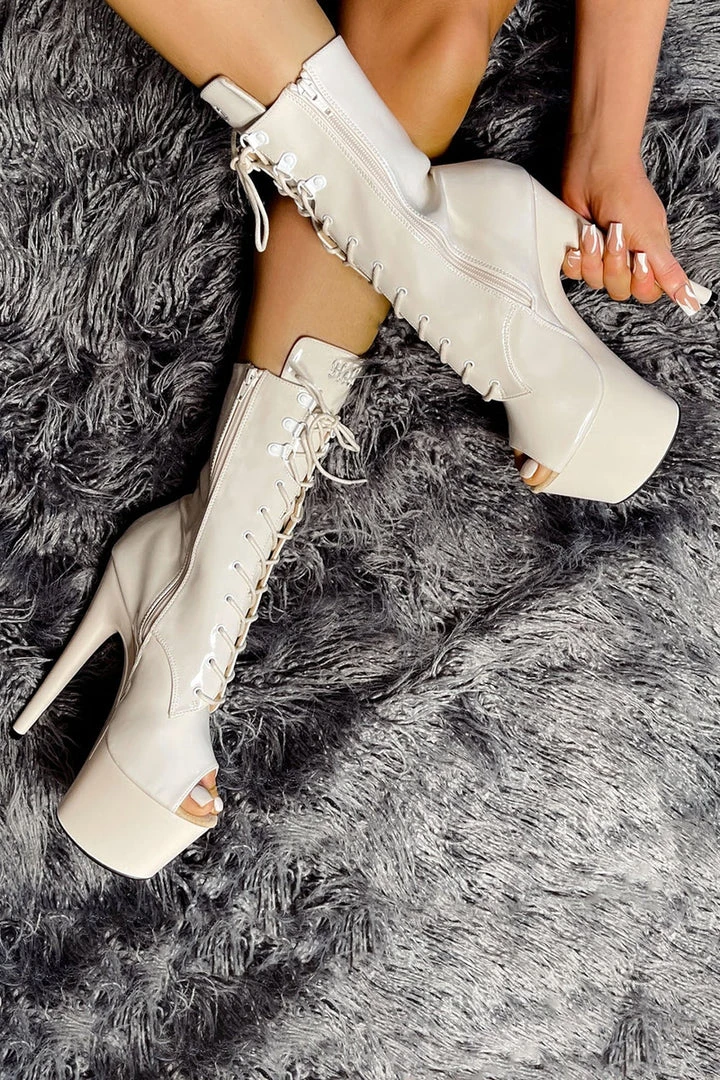 Outlet ⌛ Hella 🧨 Heels LipKit Open Toe 7inch 🥰 Boots - No Angel Shoes ✔️ 1 Hella Heels LipKit Open Toe 7inch Boots - No Angel Shoes