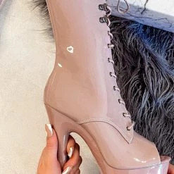 Hella Heels LipKit Open Toe 7inch Boots - Boujee