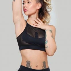 All Pole Wear Creatures Of XIX I S I S Halter Top - Black With Black Mesh