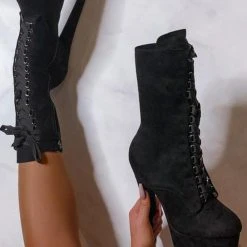 Hella Heels High BabyDoll 7inch Boots - Black