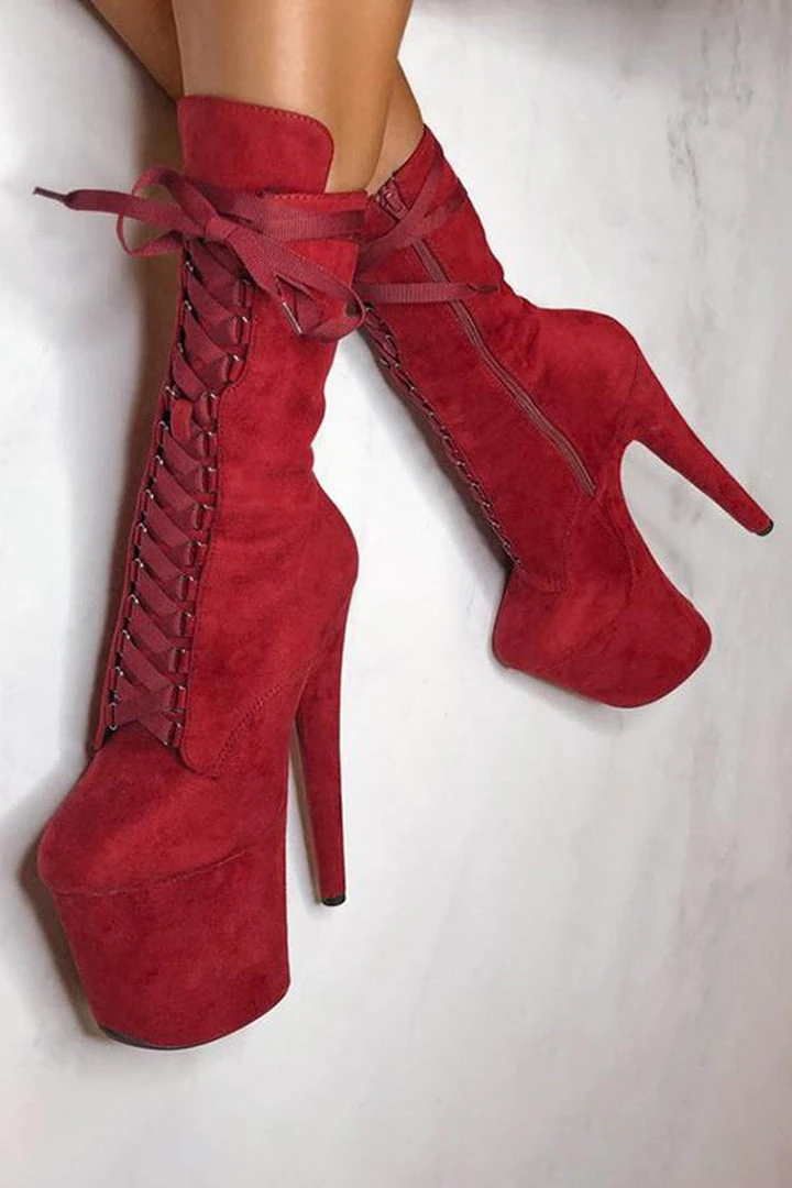 Best reviews of โจ Hella ๐ฅ Heels High BabyDoll 8inch Boots - Dark Red ๐ 1 Hella Heels High BabyDoll 8inch Boots - Dark Red
