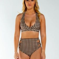 AMBR Designs Halter Crop Top - Gingham New In