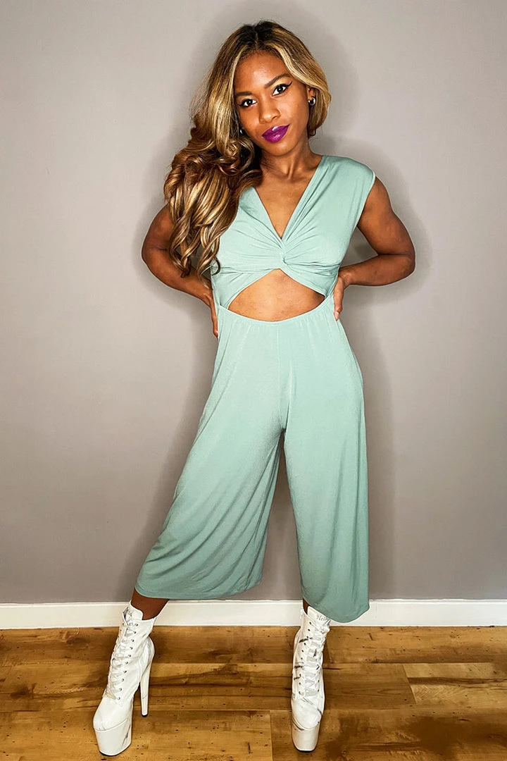 Best Pirce ⭐ Exo Wear Twist Flow Jumpsuit - Sage Green 🔥 3 Exo Wear Twist Flow Jumpsuit - Sage Green