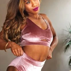 REV ACTIV High Waist Shorts - Pink Velvet All Pole Wear