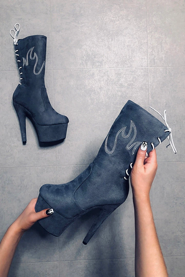 Budget ๐ฅฐ Hella Heels HellGirl 7inch Boots - Grey/White Back In Stock ๐ฅฐ 2 Hella Heels HellGirl 7inch Boots - Grey/White Back In Stock