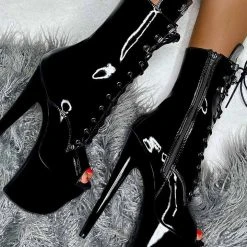 Outlet โญ Hella ๐ Heels LipKit Open Toe 8inch Boots - Black Beatles ๐ฏ 14 Hella Heels LipKit Open Toe 8inch Boots - Black Beatles