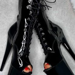 Outlet โญ Hella ๐ Heels LipKit Open Toe 8inch Boots - Black Beatles ๐ฏ 11 Hella Heels LipKit Open Toe 8inch Boots - Black Beatles