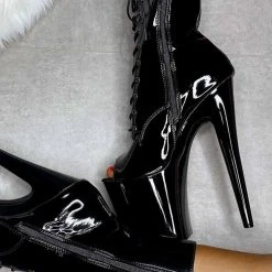 Outlet โญ Hella ๐ Heels LipKit Open Toe 8inch Boots - Black Beatles ๐ฏ 15 Hella Heels LipKit Open Toe 8inch Boots - Black Beatles