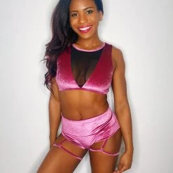 All Pole Wear Shimmy & Sparkle New York Pin Up Shorts - Dusty Pink