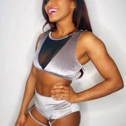 Shimmy & Sparkle London Crop Top - Silver Taupe