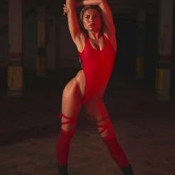 Rolling Over The Knee Ribbon Socks - Red (3 Sizes Available) Accessories