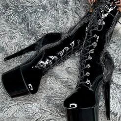 Hella Heels LipKit 7inch Boots - Black Beatles Shoes