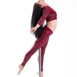 Paradise Chick Superhero Series Ultra Grip Crop Top - Cherry Leopard All Pole Wear