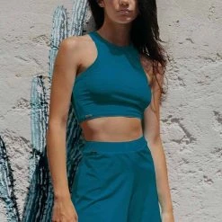 Paradise Chick Miami Tank Top - Ribbed Petrol