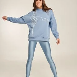 Paradise Chick Pole Dancer Hoodie - Dusty Blue Loungewear Tops