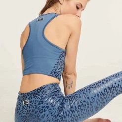 Paradise Chick Superhero Series Tank Top - Dusty Blue Leopard All Pole Wear