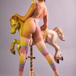 Rolling Thigh High Leg Warmers With Stirrups - Pony Striped (2 Sizes) Accessories