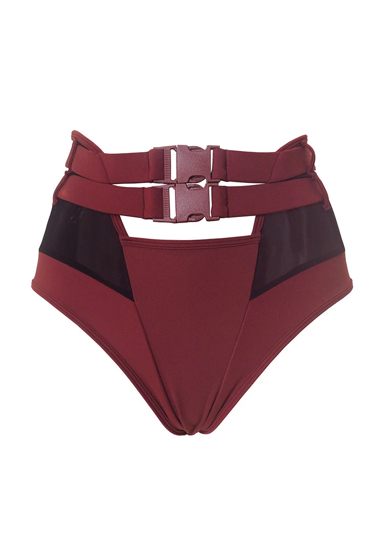 Promo ❤️ Hamade Activewear High Waisted Buckle Bottoms - Brick Red 🌟 4 Hamade Activewear High Waisted Buckle Bottoms - Brick Red