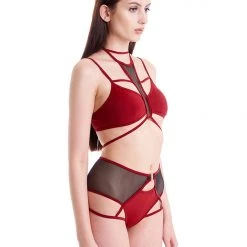 Hamade Activewear Strappy Halter Neck Top - Brick Red All Pole Wear