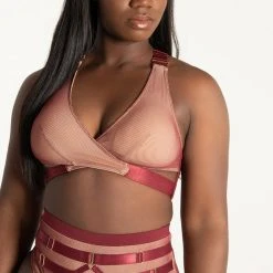 Tatiana Activewear Yuki Top - Burgundy Mesh New In