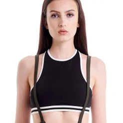 Hamade Activewear T-Back Sports Top - Black/White