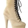 Pleaser USA Adore-1020FS Faux Suede 7Inch Pleaser Boots - Beige