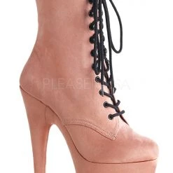 Pleaser USA Adore-1020FS Faux Suede 7Inch Pleaser Boots - Baby Pink Shoes