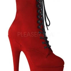 Pleaser USA Adore-1020FS Faux Suede 7Inch Pleaser Boots - Red Shoes