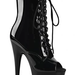 Shoes Pleaser USA Adore-1021 7inch Pleaser Peep Toe Boots - Patent Black