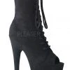 Shoes Pleaser USA Adore-1021FS Faux Suede 7inch Pleaser Peep Toe Boots - Black