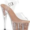 Pleaser USA Adore-708G Glitter Filled 7inch Pleasers - Rose Gold Shoes