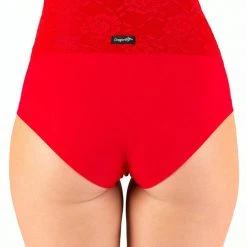 Dragonfly Betty High-Waisted Shorts - Lace Red