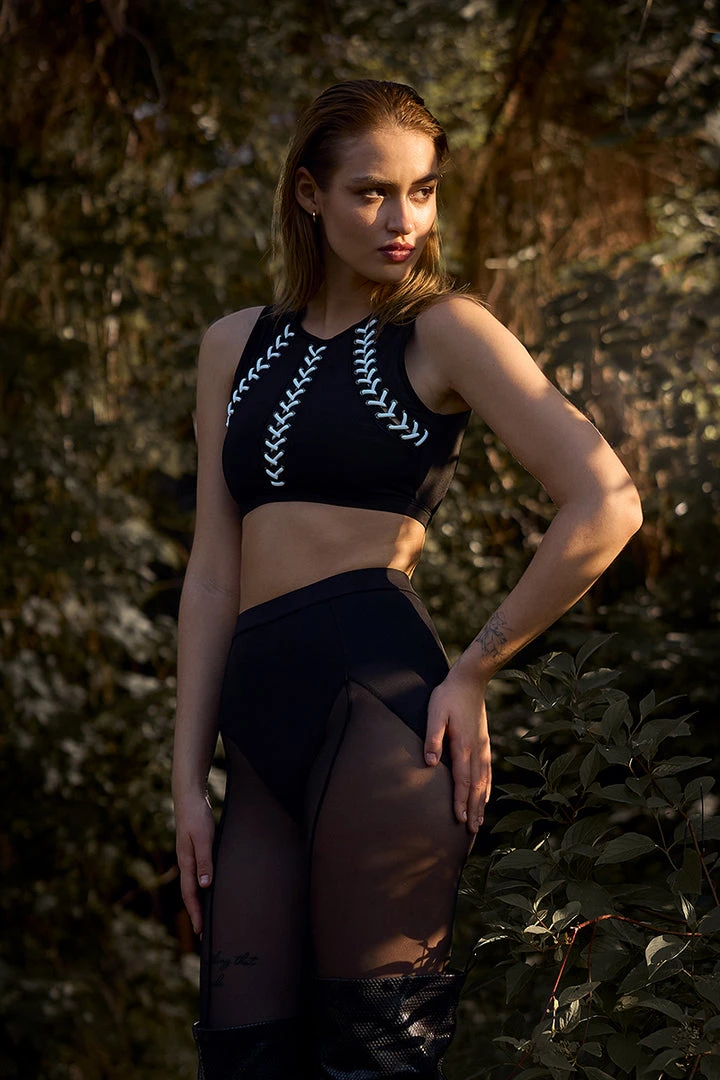 Coupon 🔔 Hamade Activewear Lace Up Top - Black/White All Pole Wear ✨ 1 Hamade Activewear Lace Up Top - Black/White All Pole Wear