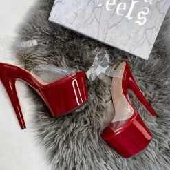 Back In Stock Hella Heels Classic Gloss 7inch Stilettos - Chilli