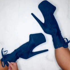 Wholesale ⌛ Hella Heels High BabyDoll 8inch ✨ Boots - Teal ✨ 7 Hella Heels High BabyDoll 8inch Boots - Teal