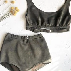 Back In Stock Exo Wear High Waist Buckle Shorts - Khaki