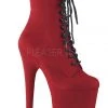 Pleaser USA Flamingo-1020FS Faux Suede 8inch Pleaser Boots - Red Shoes
