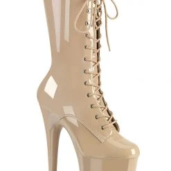 Shoes Pleaser USA Flamingo-1050 8inch Pleaser Boots - Patent Beige