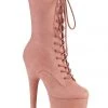 Pleaser USA Flamingo-1050FS Faux Suede 8inch Pleaser Boots - Baby Pink Shoes