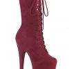 Pleaser USA Flamingo-1050FS Faux Suede 8inch Pleaser Boots - Burgundy Shoes