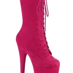 Pleaser USA Flamingo-1050FS Faux Suede 8inch Pleaser Boots - Hot Pink