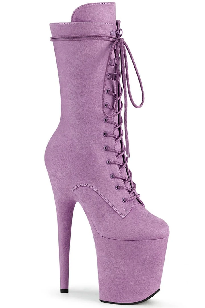 Brand new ⌛ Pleaser USA Flamingo-1050FS Faux Suede 8inch Pleaser ⭐ Boots - Lilac ✨ 1 Pleaser USA Flamingo-1050FS Faux Suede 8inch Pleaser Boots - Lilac