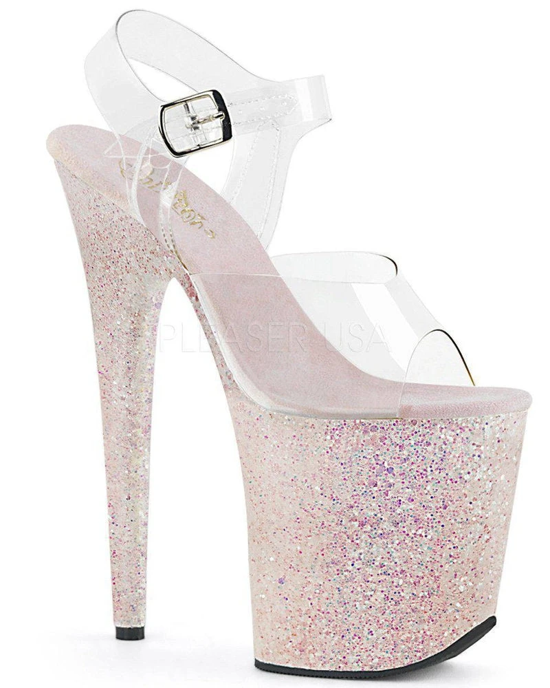 Budget ⌛ Pleaser USA Flamingo-808LG Holographic Glitter 8inch Pleasers - Opal ❤️ Shoes 🤩 1 Pleaser USA Flamingo-808LG Holographic Glitter 8inch Pleasers - Opal Shoes