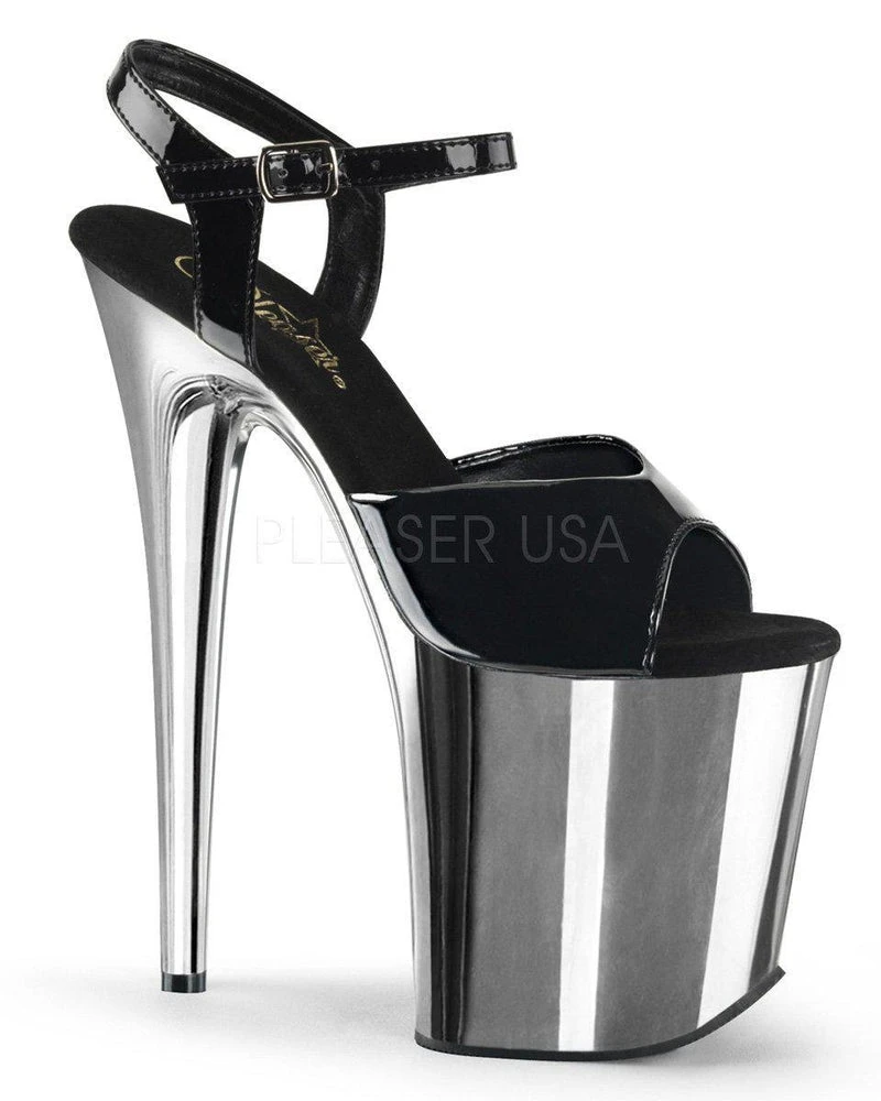 Cheap โค๏ธ Pleaser USA Flamingo-809 8inch Pleasers - Black Patent/Chrome Shoes ๐ 1 Pleaser USA Flamingo-809 8inch Pleasers - Black Patent/Chrome Shoes