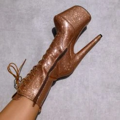 Best Pirce ✔️ Shoes Hella Heels The Glitterati 8inch Boots - Oh Honey ⭐ 18 Shoes Hella Heels The Glitterati 8inch Boots - Oh Honey