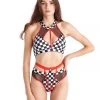 All Pole Wear Hamade Activewear Strappy High Waisted Bottoms - Checkered Print