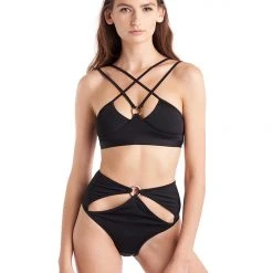 Hamade Activewear Hollow Front Bottoms - Black All Pole Wear