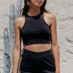 Paradise Chick Miami Athletic Shorts - Ribbed Black All Pole Wear