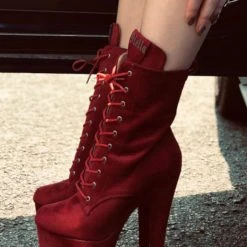 Hella Heels BabyDoll 8inch Boots - Dark Red