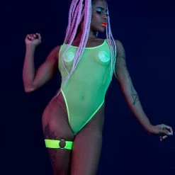 Rolling Fierce Bodysuit - Neon Yellow Mesh All Pole Wear